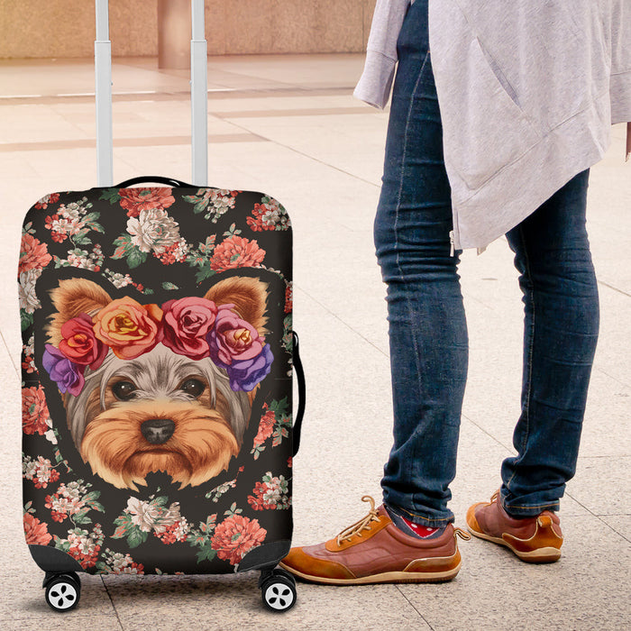 Floral Yorkie Suitcase Luggage Cover Hello Summer Gift Ideas