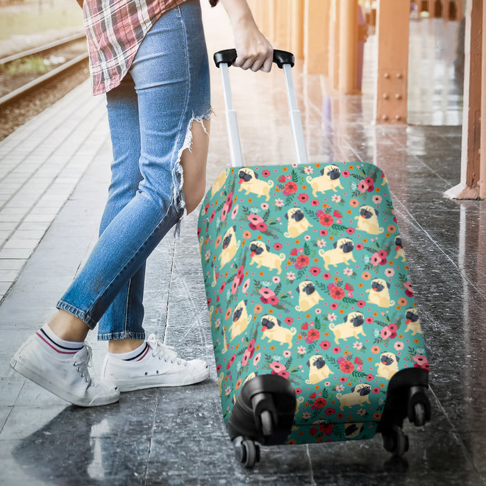 Pug Flower Suitcase Luggage Cover Hello Summer Gift Ideas