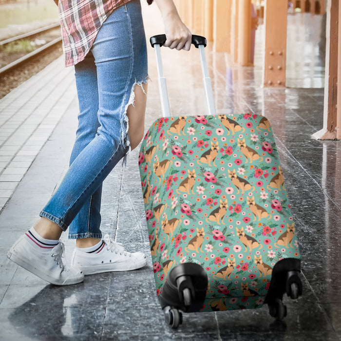 German Shepherd Flower Suitcase Luggage Cover Hello Summer Gift Ideas