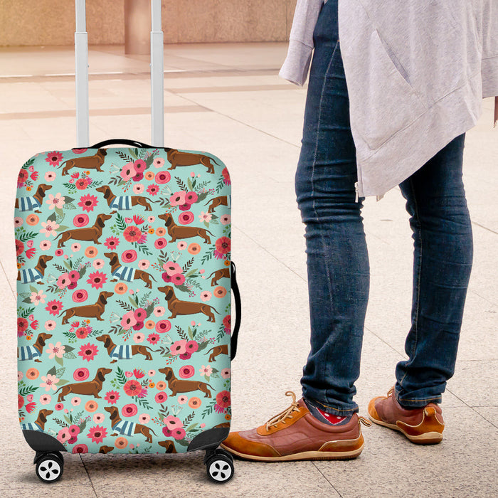 Dachshund Flower Suitcase Luggage Cover Hello Summer Gift Ideas