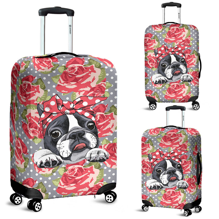 Floral Boston Terrier Suitcase Luggage Cover Hello Summer Gift Ideas