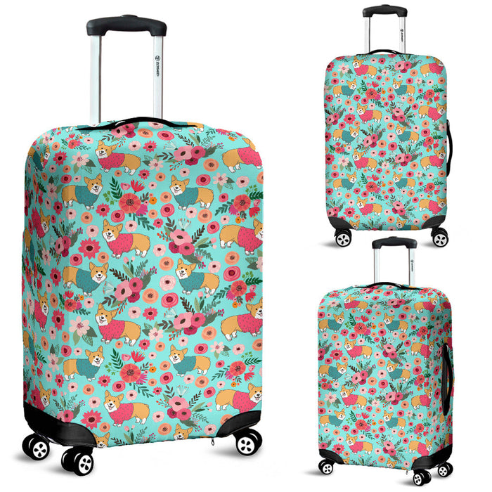 Corgi Flower Suitcase Luggage Cover Hello Summer Gift Ideas
