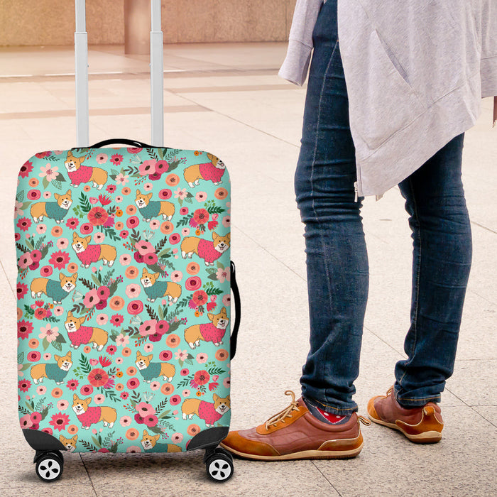 Corgi Flower Suitcase Luggage Cover Hello Summer Gift Ideas