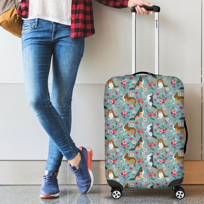 Sheltie Flower Suitcase Luggage Cover Hello Summer Gift Ideas