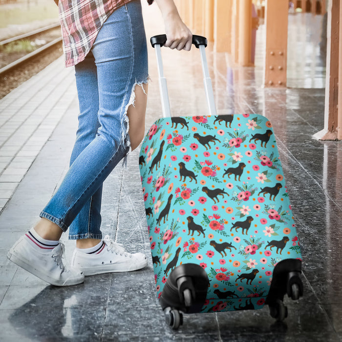 Rottweiler Flower Suitcase Luggage Cover Hello Summer Gift Ideas