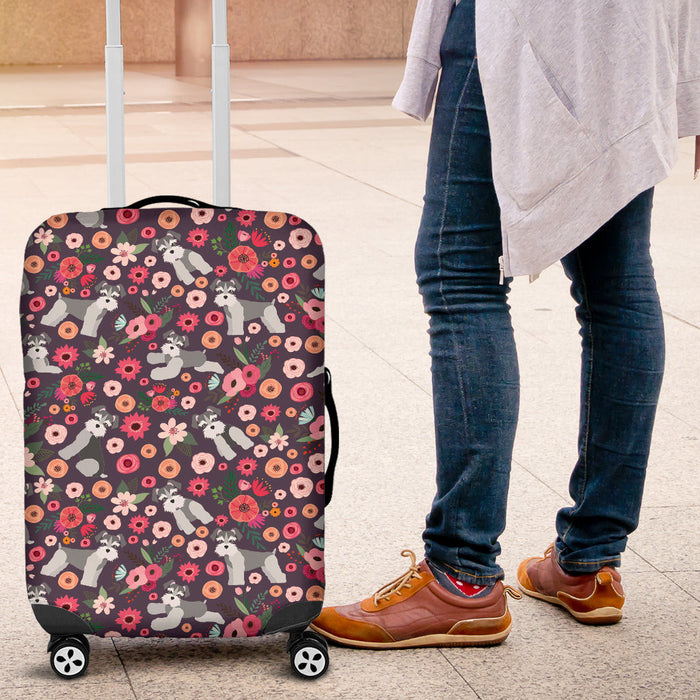 Schnauzer Flower Suitcase Luggage Cover Hello Summer Gift Ideas