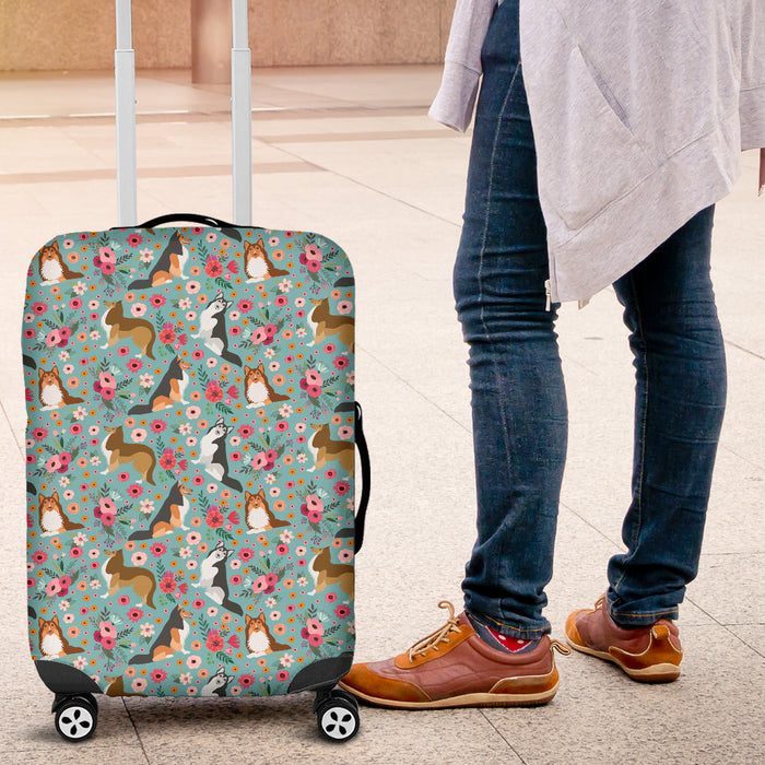 Sheltie Flower Suitcase Luggage Cover Hello Summer Gift Ideas