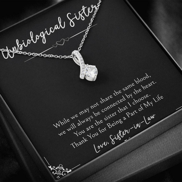 To My Unbiological Sister Connected By The Heart Alluring Beauty Necklace Gift For Sister Family Gift Ideas