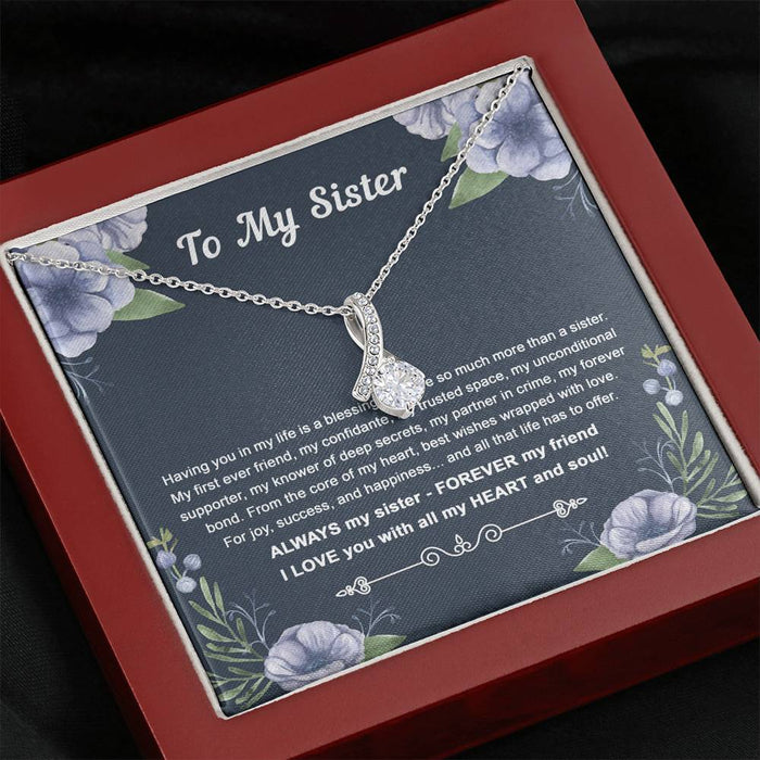 To My Sister Having You Is A Blessing Alluring Beauty Necklace Gift For Sister Family Gift Ideas