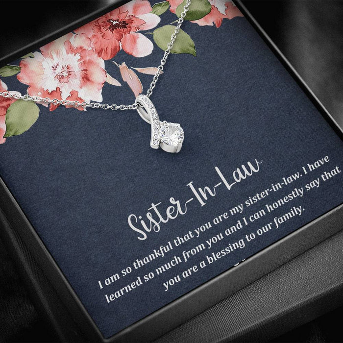 To My Sister In Law I Am So Thankful Alluring Beauty Necklace Gift For Sister Family Gift Ideas