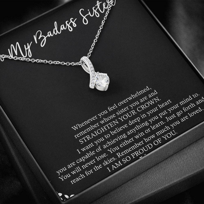 To My Badass Sister Straighten Your Crown Alluring Beauty Necklace Gift For Sister Family Gift Ideas