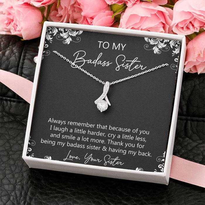 To My Badass Sister Having My Back Alluring Beauty Necklace Gift For Sister Family Gift Ideas