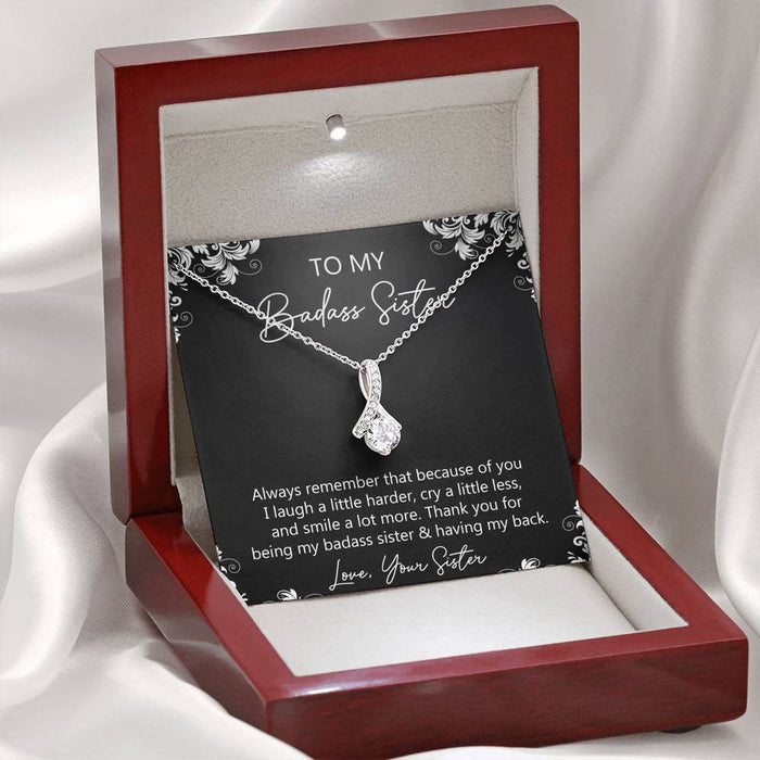 To My Badass Sister Having My Back Alluring Beauty Necklace Gift For Sister Family Gift Ideas