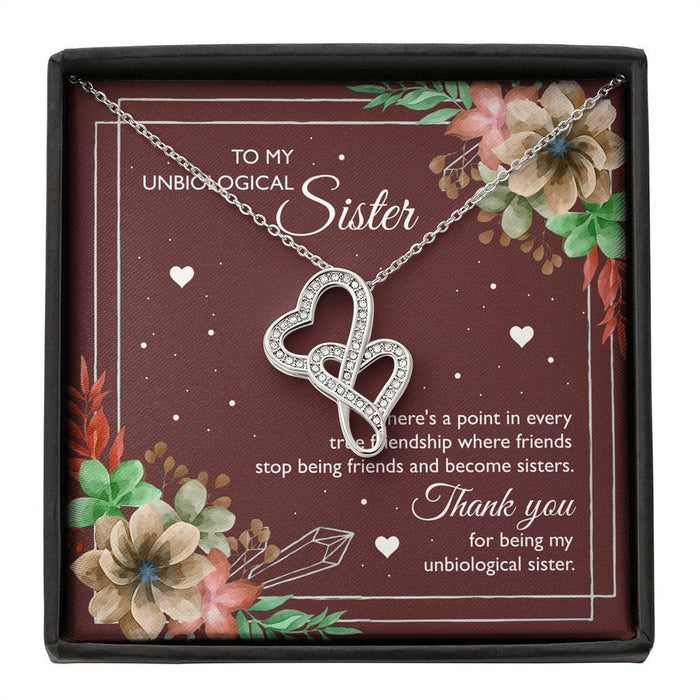 To My Unbiological Sister Thank You Double Hearts Necklace From Sister-In-Law Gift For Sister Family Gift Ideas