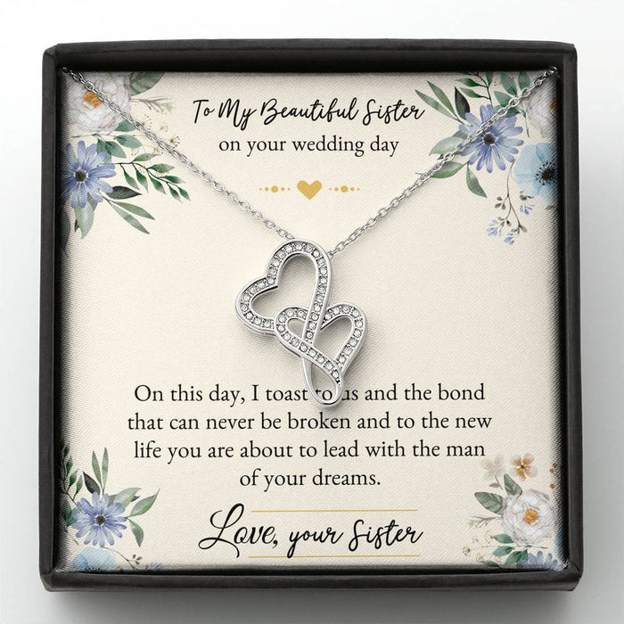 Bride On This Day Double Hearts Necklace From Sister Gift For Sister Family Gift Ideas