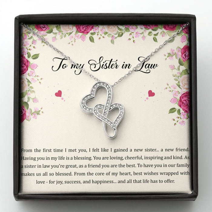 To My Sister-In-Law A New Friend Double Hearts Necklace From Sister Gift For Sister Family Gift Ideas