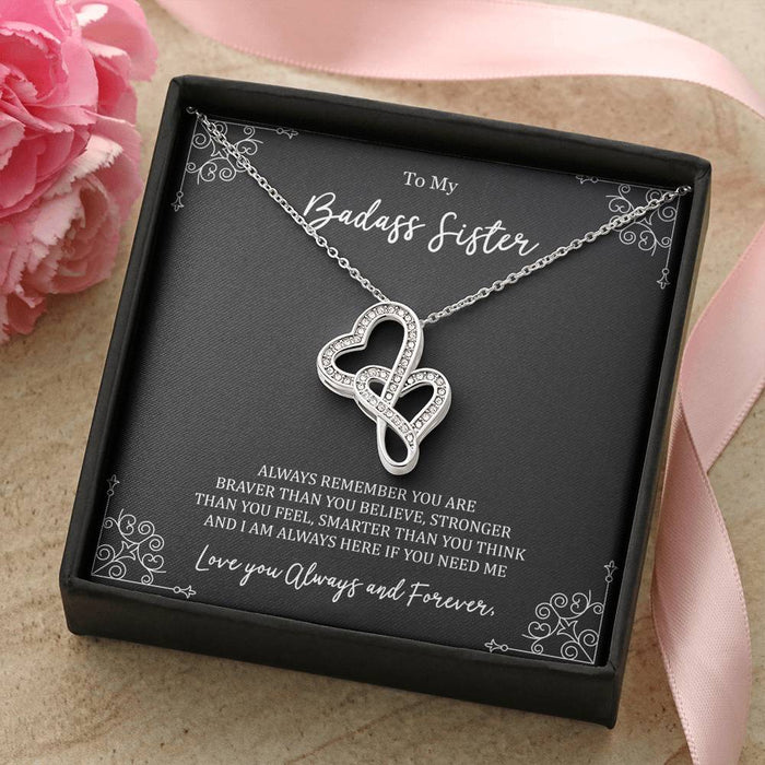 To My Badass Sister Always Remember Double Hearts Necklace Gift For Sister Family Gift Ideas