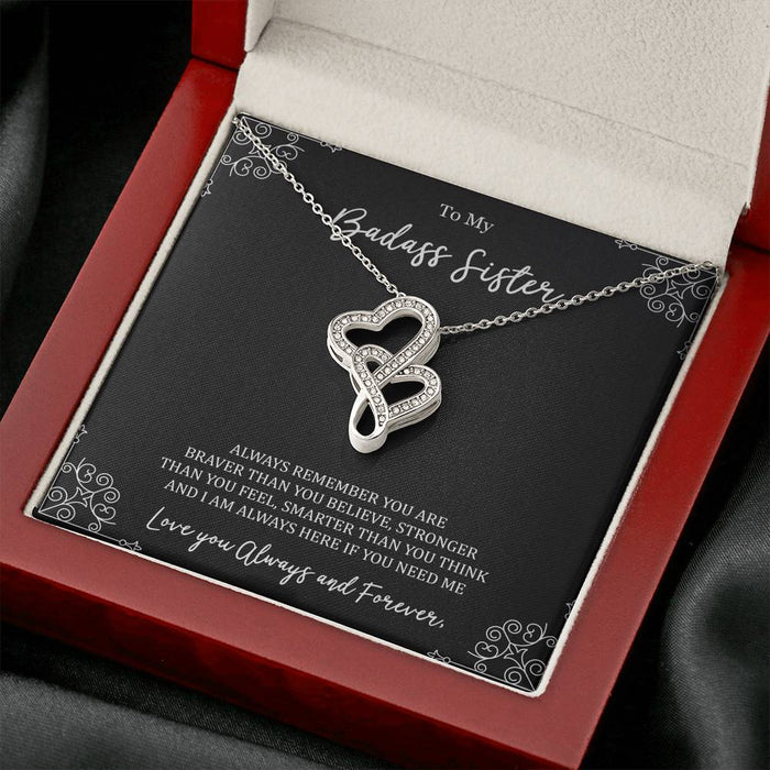 To My Badass Sister Always Remember Double Hearts Necklace Gift For Sister Family Gift Ideas