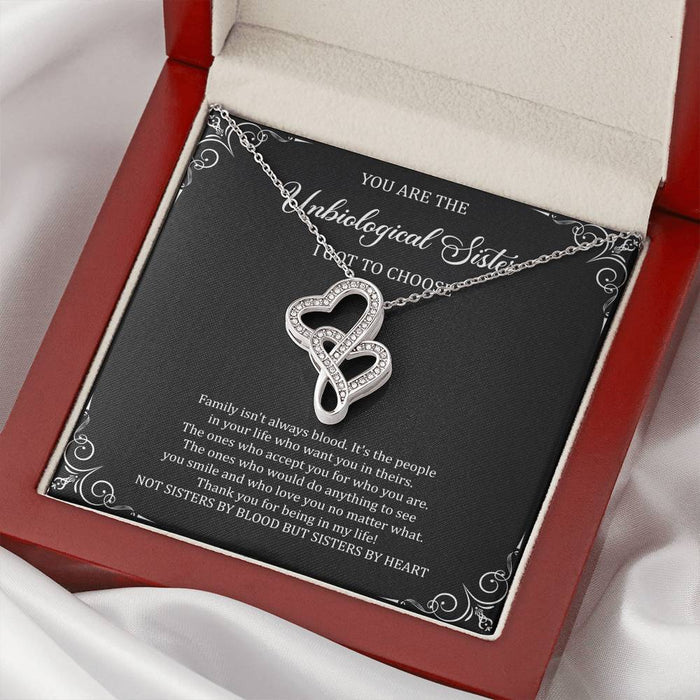 From Sister-In-Law To My Unbiological Sister Family Isn'T Always Blood Double Hearts Necklace Gift For Sister Family Gift Ideas