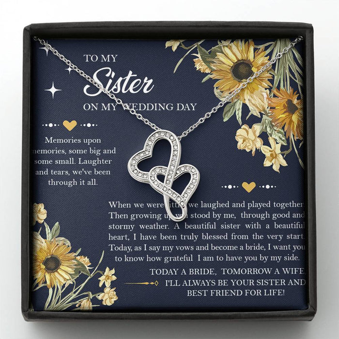 Sister Of The Bride I'Ll Always Be Your Sister Double Hearts Necklace Gift For Sister Family Gift Ideas