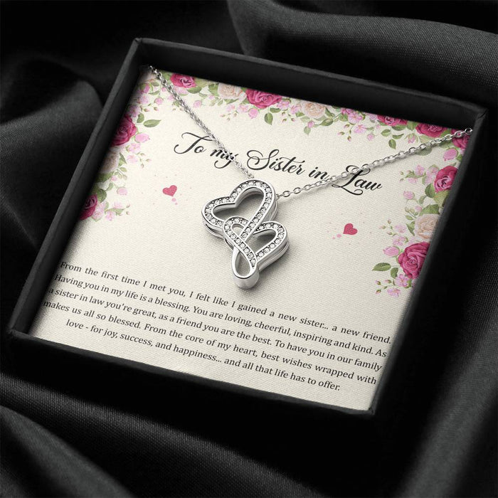 To My Sister-In-Law A New Friend Double Hearts Necklace From Sister Gift For Sister Family Gift Ideas