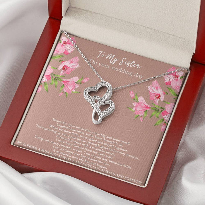 Bride No Longer A Miss But Always A Sis Double Hearts Necklace From Sister Gift For Sister Family Gift Ideas