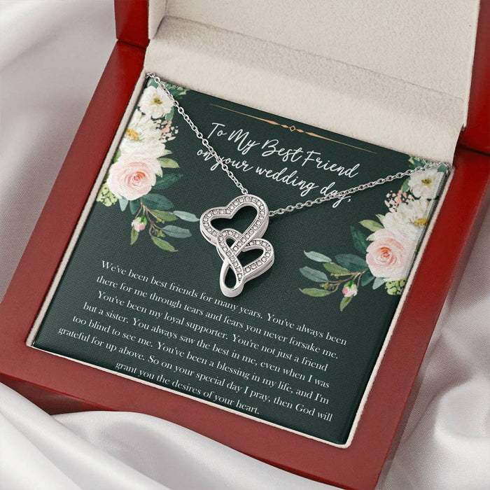 Bride Not Just A Friend But A Sister Double Hearts Necklace From Best Friend Gift For Sister Family Gift Ideas