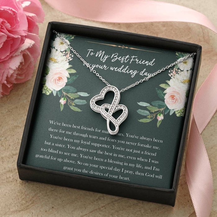 Bride Not Just A Friend But A Sister Double Hearts Necklace From Best Friend Gift For Sister Family Gift Ideas