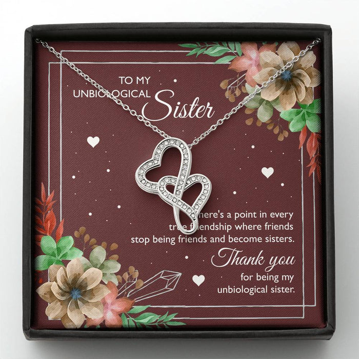 To My Unbiological Sister Thank You Double Hearts Necklace From Sister-In-Law Gift For Sister Family Gift Ideas