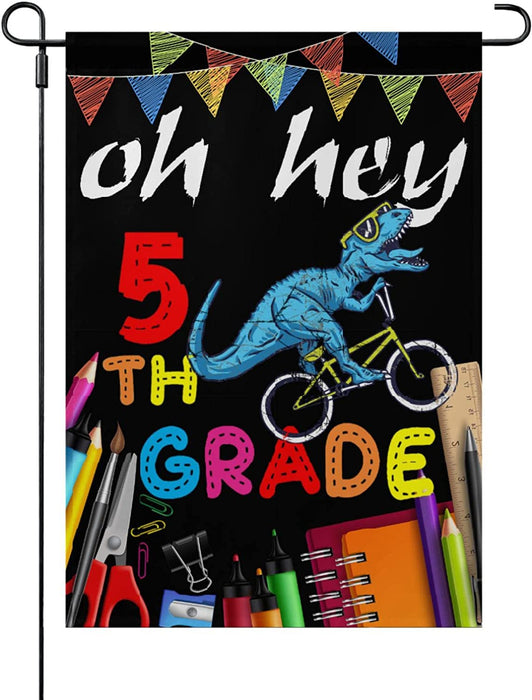 Oh Hey 5Th Grade Dinosaur Flag Gift For Student Back To School Gift Ideas