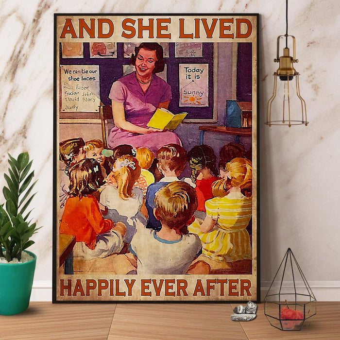 She Lived Happily Ever After Canvas Gift For Teacher Back To School Gift Ideas