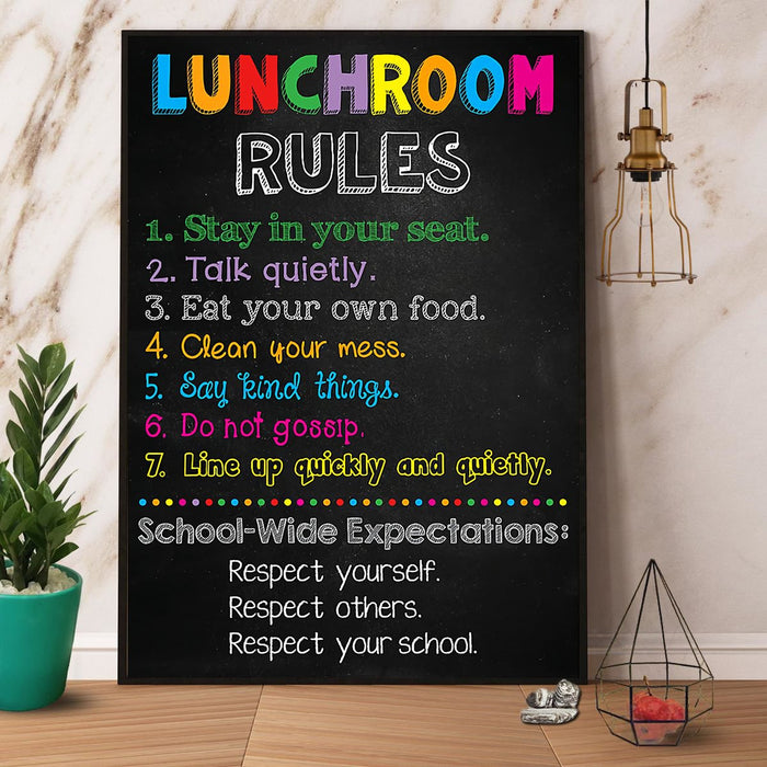 Lunchroom Rules Canvas Gift For Teacher Back To School Gift Ideas