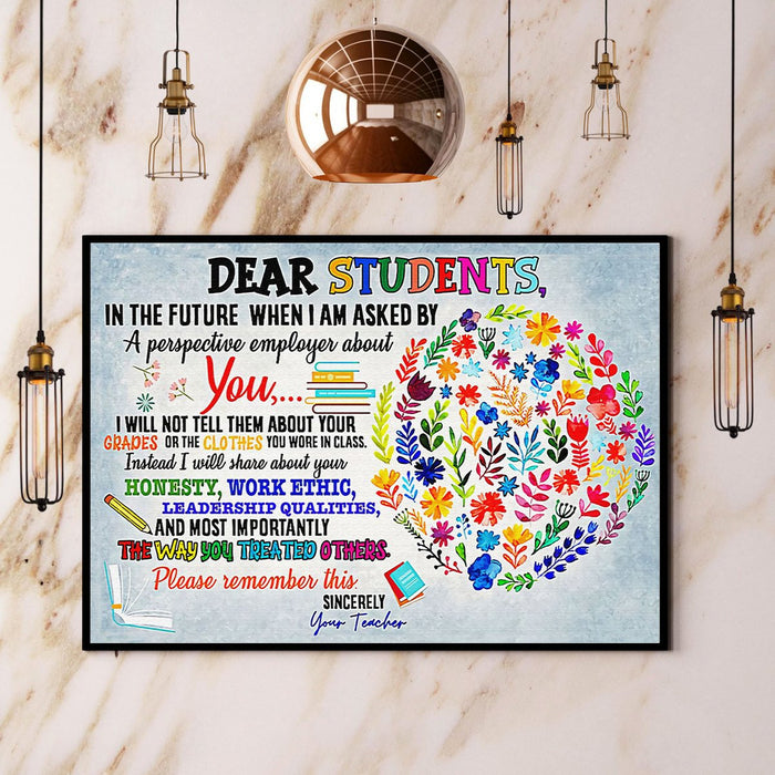 Teacher Dear Students In The Future Canvas Gift For Teacher Back To School Gift Ideas