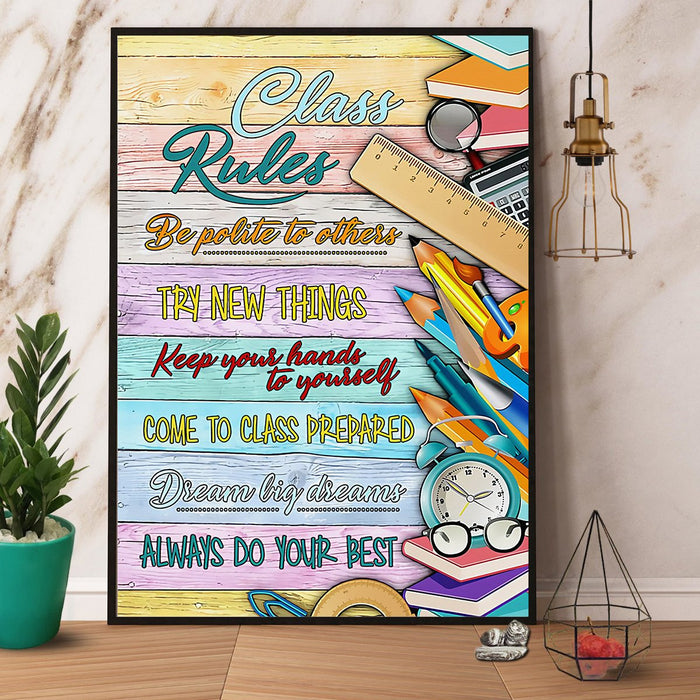 Class Rules Be Polite To Others Canvas Gift For Teacher Back To School Gift Ideas