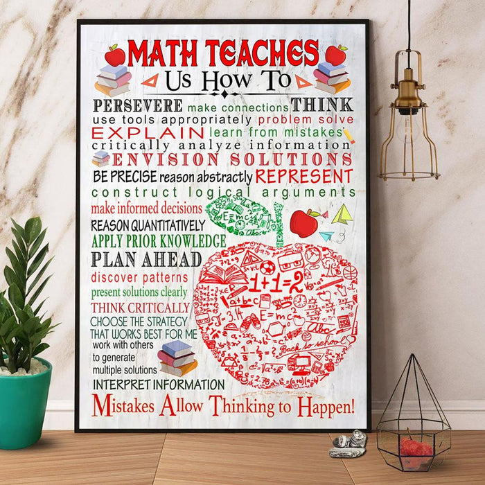 Math Teacher Us How To Think Canvas Gift For Teacher Back To School Gift Ideas