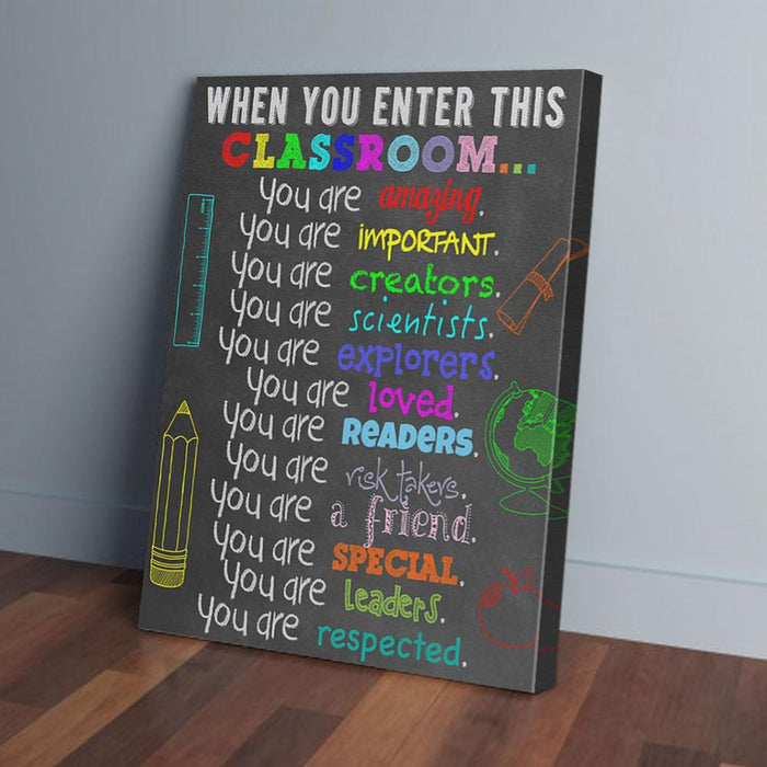 Enter This Classroom Pencil And Ruler Canvas Gift For Teacher Back To School Gift Ideas