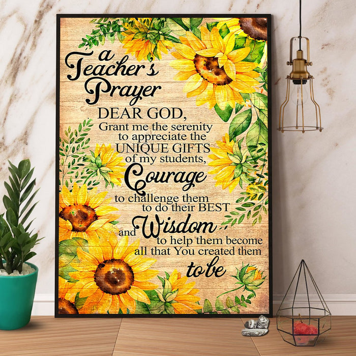 Sunflower A Teacher'S Prayer Canvas Gift For Teacher Back To School Gift Ideas