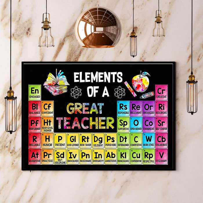 Elements Of A Great Teacher Canvas Gift For Teacher Back To School Gift Ideas