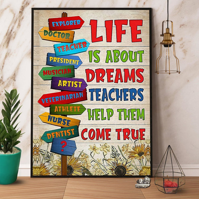 Teacher Dreams Come True Canvas Gift For Teacher Back To School Gift Ideas