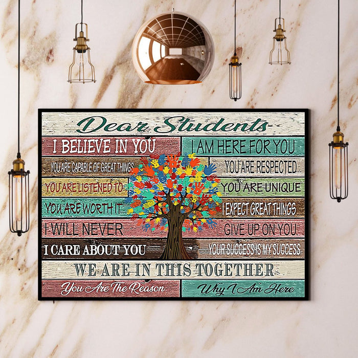 Dear Student I Believe In You Canvas Gift For Teacher Back To School Gift Ideas
