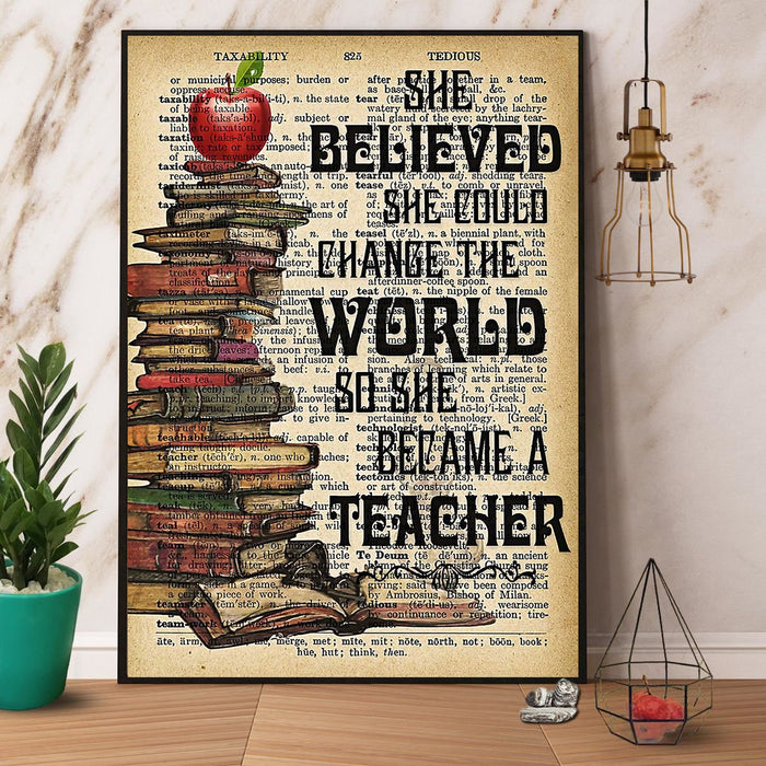 She Believe She Could Change The World Canvas Gift For Teacher Back To School Gift Ideas