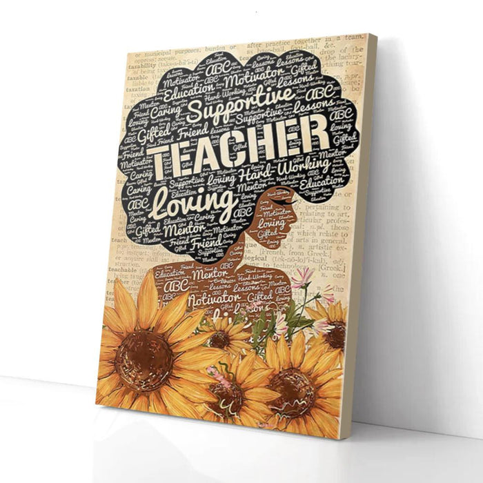 Sunflower Afro Girl Canvas Gift For Teacher Back To School Gift Ideas