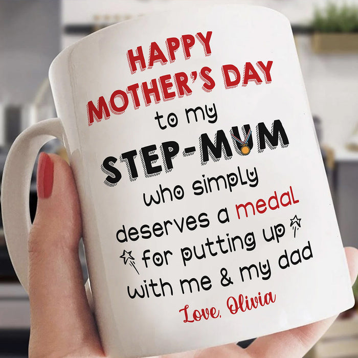 To My Stepmom Simply Deserves A Meadal Mug Gift For Stepmom Step Family Day Gift Ideas
