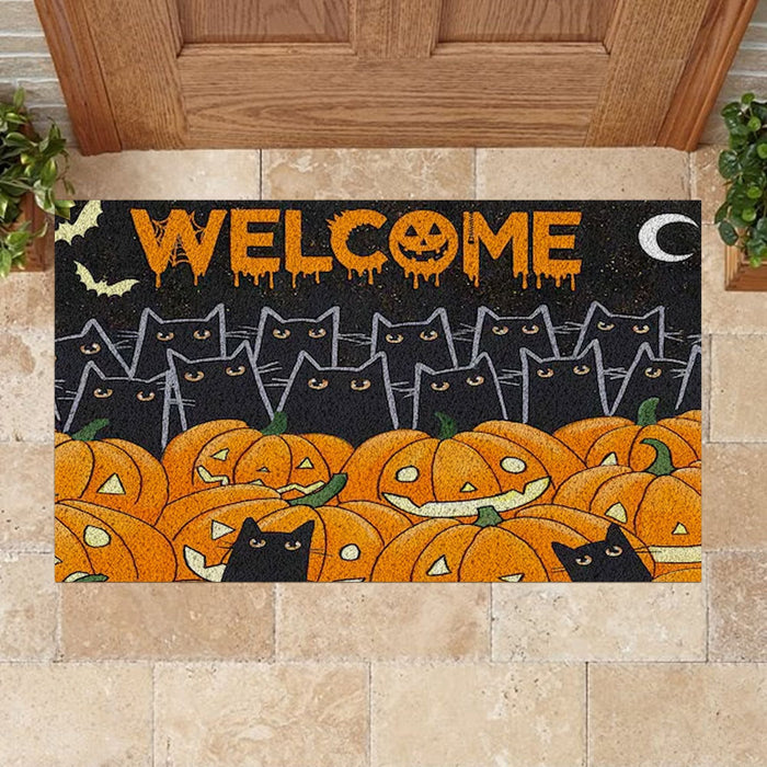 Black Cat Pumpkin Doormat Halloween Gift Ideas