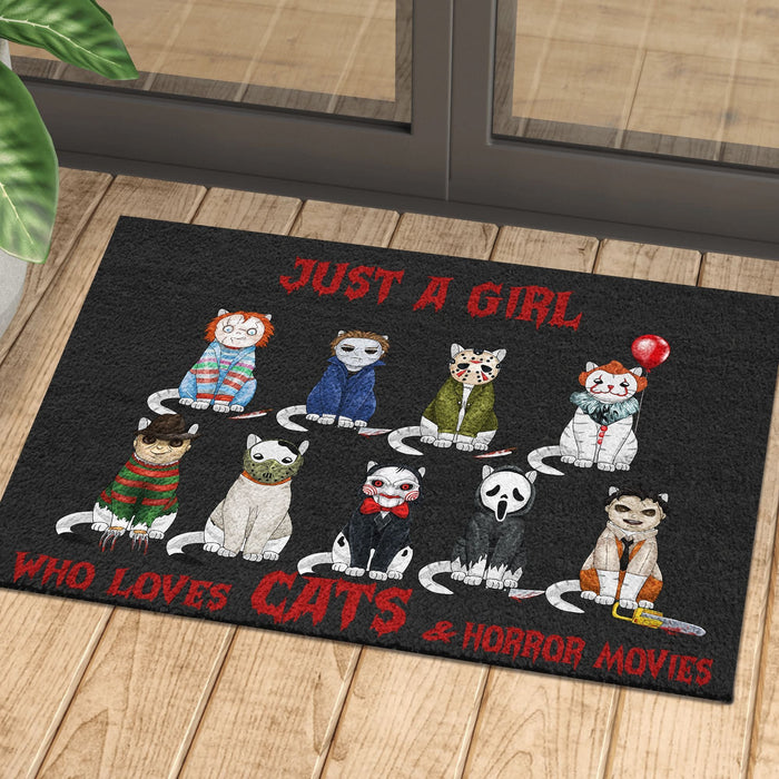 Just A Girl Who Loves Cats Sunset Doormat Halloween Gift Ideas
