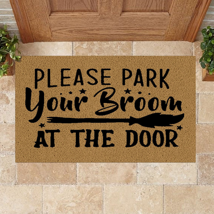 Please Park Your Broom At The Door Doormat Halloween Gift Ideas