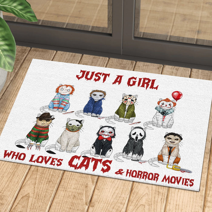 Just A Girl Who Loves Cats Doormat Halloween Gift Ideas