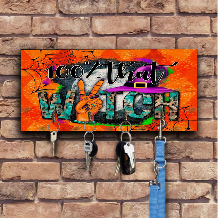 100% Witch Wooden Key Hook Key Holder Halloween Gift Ideas