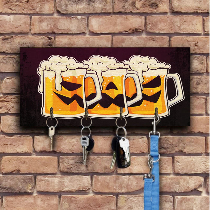Pumkin Beer Wooden Key Hook Key Holder Halloween Gift Ideas