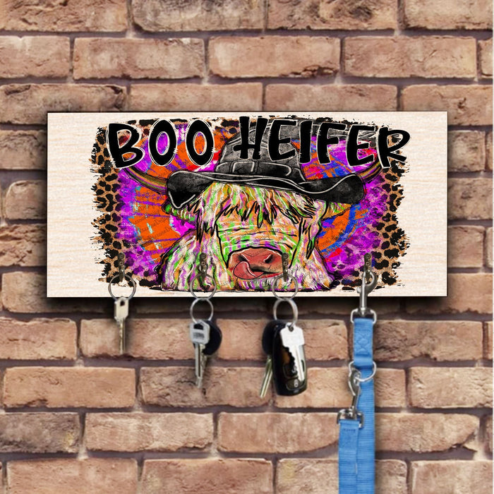 Boo Heifer Wooden Key Hook Key Holder Halloween Gift Ideas